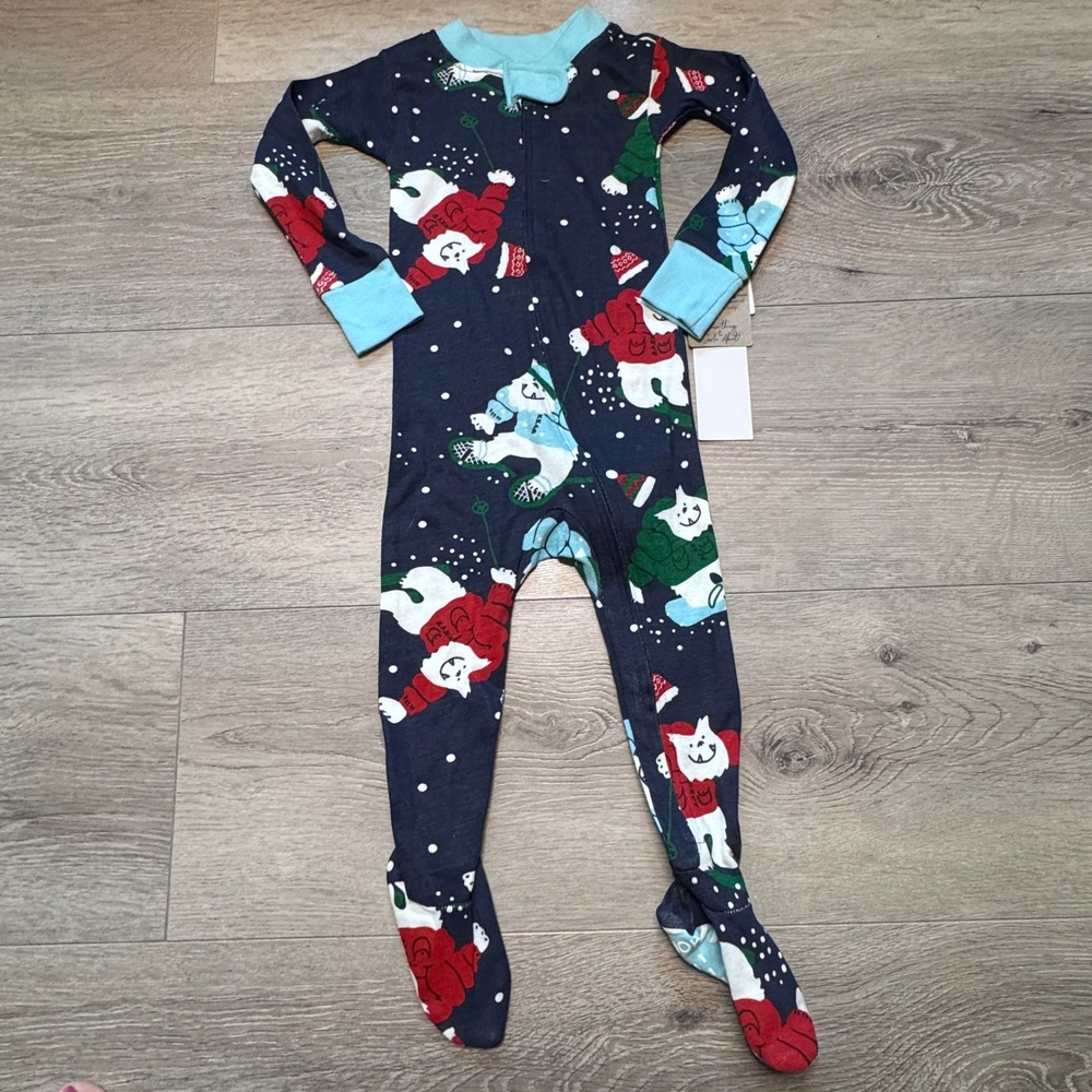 Honest Baby Clothing 18 M Winter Cats‎ Organic Cotton Footed Pajamas NWT